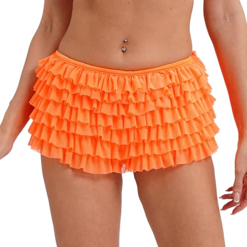 Sywiyi Damen Bloomers Vintage Rüschen Shorts Booty Briefs Höschen Unterhose Pumphose Unterwäsche Dessous Orange M von Sywiyi
