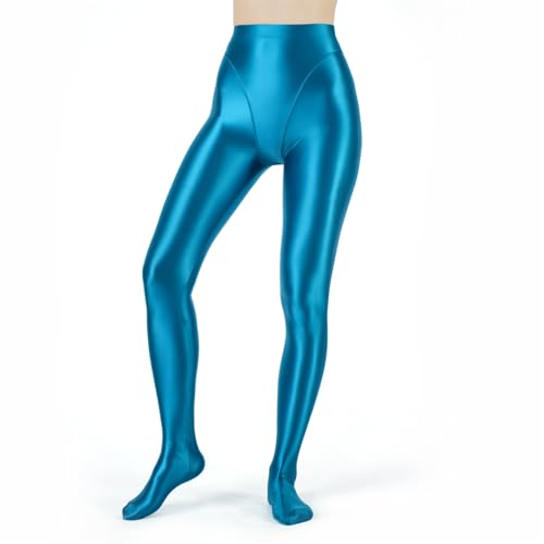 Sywiyi Damen Strumpfhose Ölig Glänzend Pantyhose Stocking High Waist Leggings Blickdicht Lange Unterhose Leggings Unterwäsche Dessous Stretch Dunkelgrün XXL von Sywiyi