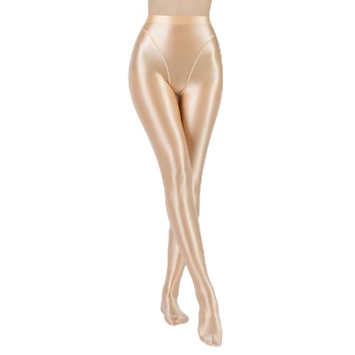 Sywiyi Damen Strumpfhose Ölig Glänzend Pantyhose Stocking High Waist Leggings Blickdicht Lange Unterhose Leggings Unterwäsche Dessous Stretch Nude XXL von Sywiyi