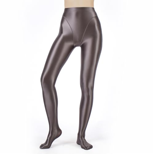 Sywiyi Damen Strumpfhose Ölig Glänzend Pantyhose Stocking High Waist Leggings Blickdicht Lange Unterhose Leggings Unterwäsche Dessous Stretch Umber XL von Sywiyi