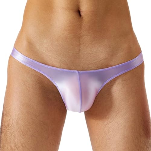 Sywiyi Herren Badehose Sexy String Tanga Badeslip Kurz Eng Mini Slip Schwimmhose Thongs Trunks Sommer Bademode Stretch Low Rise Violett XL von Sywiyi