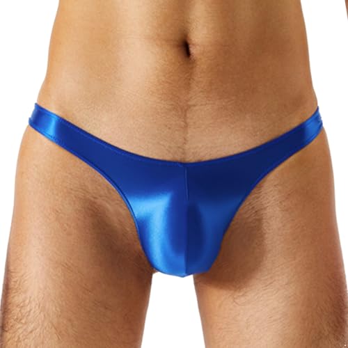 Sywiyi Herren Badehose String Tanga Badeslip Kurz Eng Mini Slip Schwimmhose Thongs Trunks Sommer Bademode Stretch Low Rise Blau XXL von Sywiyi