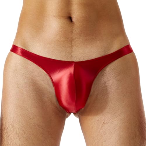 Sywiyi Herren String Badehose Sexy Badeslip Kurz Eng Mini Slip Schwimmhose Thongs Trunks Sommer Bademode Stretch Low Rise Burgundy XXL von Sywiyi