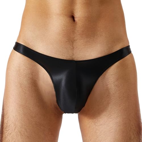 Sywiyi Herren Badehose String Tanga Badeslip Kurz Eng Mini Slip Schwimmhose Thongs Trunks Sommer Bademode Stretch Low Rise Schwarz XXL von Sywiyi