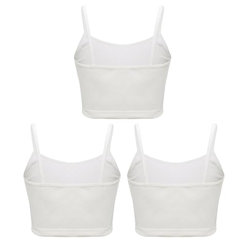 Sywiyi Mädchen 3X Bustier Sport BH ohne Bügel Baumwolle Tank Top Kurz mit Spaghettiträger Bralette Kinder Teenager Unterwäsche Weiß 128-140 von Sywiyi