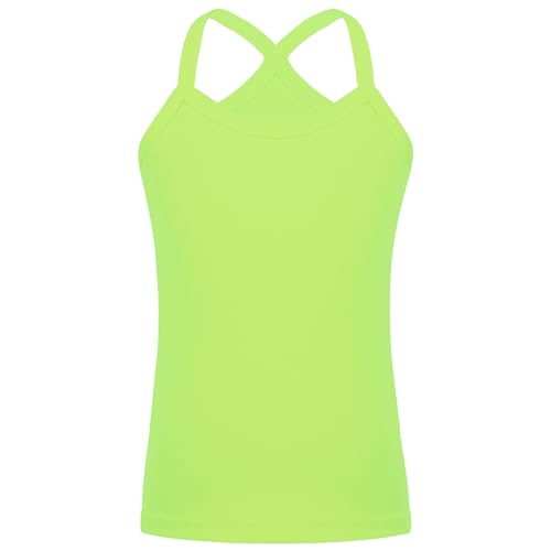 Sywiyi Mädchen Baumwolle Unterhemd Ärmellos Tank Top Shirt Unterwäsche Einfarbig Rundhals Lange Oberteil Casual Freizeit Outfit Grün 134-140 von Sywiyi