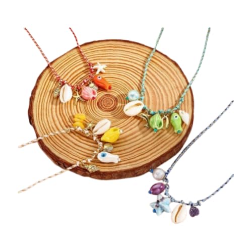 Syzplnwy 4 x böhmische Ozean-Halsketten – lebendige Perlen-Muschel, Seestern und Keramik-Anhänger – Sommer-Strandschmuck für Frauen von Syzplnwy