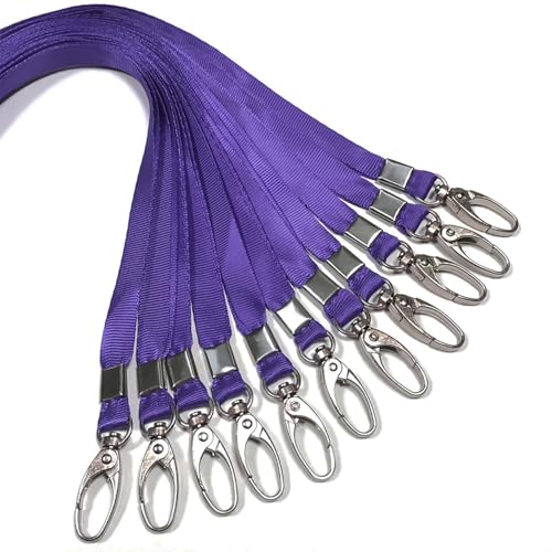 50 Stück Schlüsselbänder lila Umhängeband für Ausweise, Nylon, Schlüsselband, drehbarer Haken für Büro, Ausweise, Schlüsselanhänger 50 Stück Schlüsselbänder lila Umhängeband für Ausweise, Nylon, Schlüsselband, drehbarer Haken für Büro, Ausweise, Schlüsselanhänger von SzJias