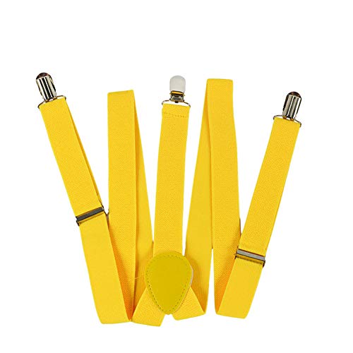 Mehrfarbige Y-förmige Träger Verstellbare elastische starke Clips Frauen Männer Hosenträger, 1 Zoll / 2,5 cm breit, 37 Zoll / 94 cm lang (Gelb) von Szaerfa
