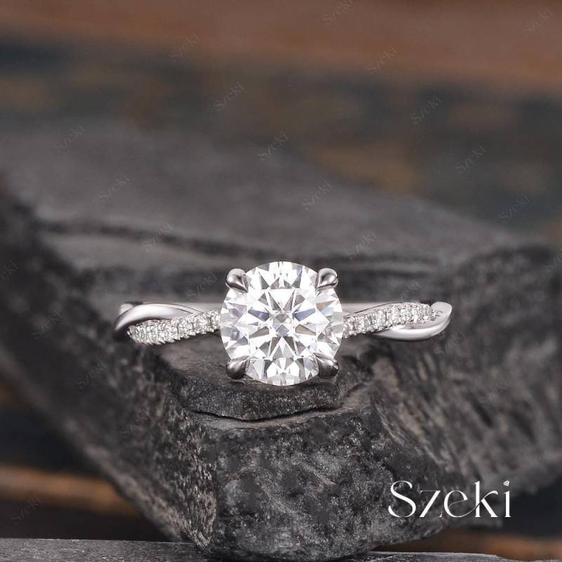 1.2Ct Infinity Moissanit Verlobungsring Rosegold Twist Solitaire Ring Diamant Ehering Halbe Ewigkeit Braut von SzekiStudio