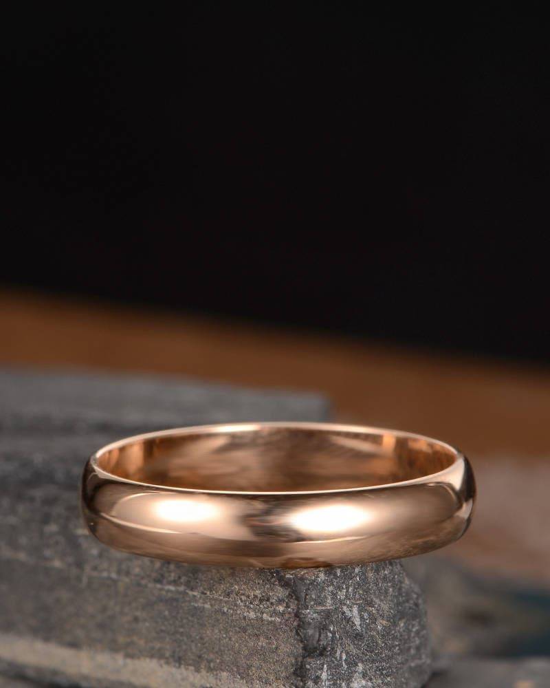 Herren Ehering Rosegold Schlicht Eternity Band Unisex Paar Ring Jahrestag Geschenk Für Sie Ihn Solide 14K Gold Gravur Familienring von SzekiStudio