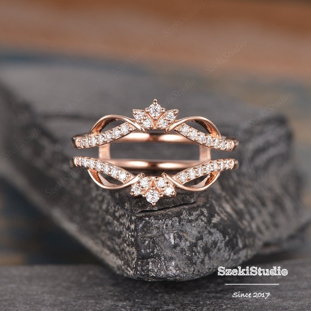 Moissanite Gebogener Käfigring Ehering Twist Rosegoldener Vintage Hochzeitsring Hochzeitstag von SzekiStudio