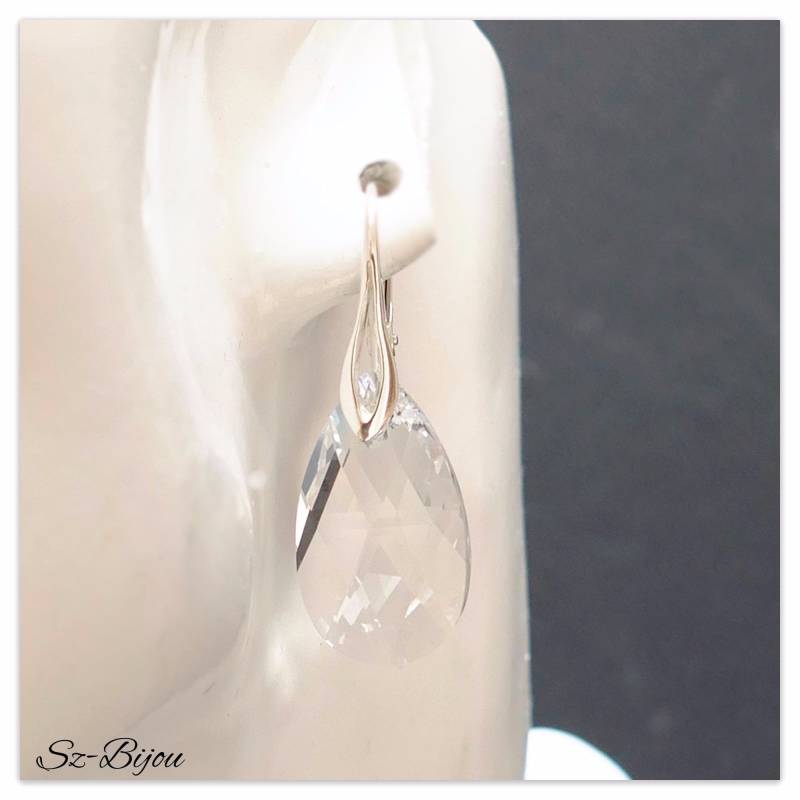 925 Silber Swarovski Pear Shaped Crystal Ohrringe, Sterlingsilber Kristall Ohrhänger Weißer Tropfen Braut Schmuck Jungfern Geschenk Für Sie 925 Silber Swarovski Pear Shaped Crystal Ohrringe, Sterlingsilber Kristall Ohrhänger Weißer Tropfen Braut Schmuck Jungfern Geschenk Für Sie von Szendercia