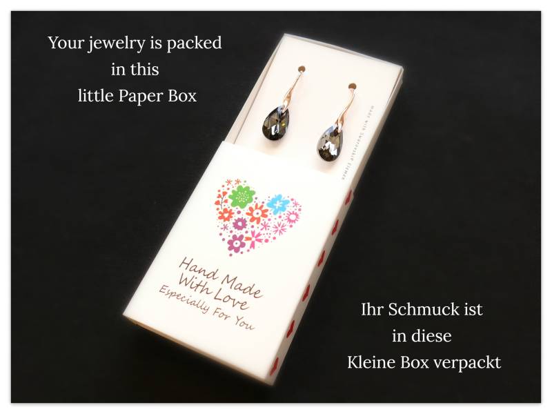Rose Gold Swarovski Pear Shaped Silver Night Ohrhänger 18K Vergoldete Silber Ohrringe Schwarze Kristall Tropfen Geschenk Rose Gold Swarovski Pear Shaped Silver Night Ohrhänger 18K Vergoldete Silber Ohrringe Schwarze Kristall Tropfen Geschenk von Szendercia