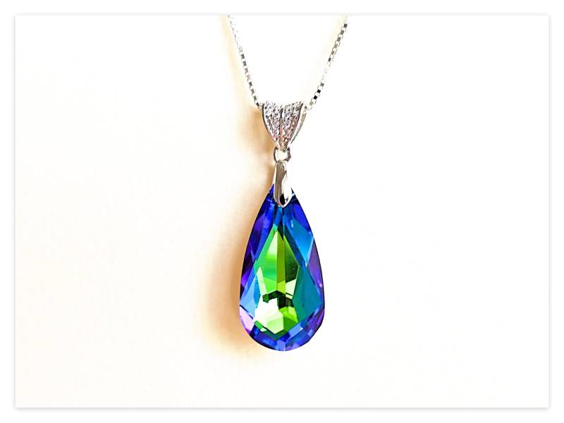 Silber Kristall Tropfen Anhänger Teardrop Sphinx Schmuck Türkise Braut Halskette Grünes Schmuckset Multicolor Silber Kristall Tropfen Anhänger Teardrop Sphinx Schmuck Türkise Braut Halskette Grünes Schmuckset Multicolor von Szendercia