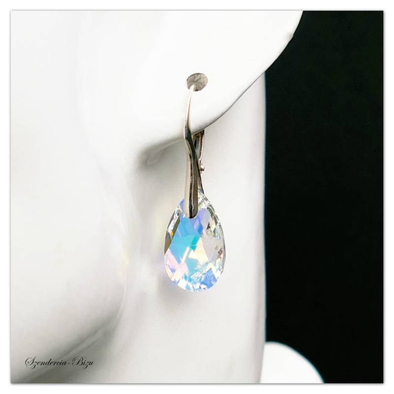 Silber Ohrhänger Swarovski Pear Shaped Aurore Boreale Ohrringe Sterlingsilber Tropfen Multicolor Braut Schmuck Silber Ohrhänger Swarovski Pear Shaped Aurore Boreale Ohrringe Sterlingsilber Tropfen Multicolor Braut Schmuck von Szendercia