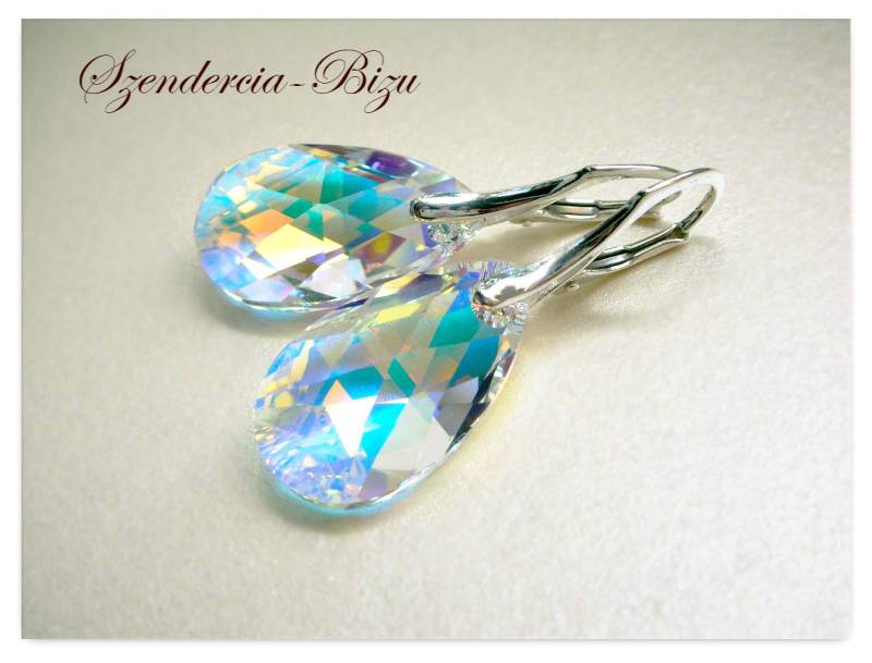 Silber Ohrringe Swarovski Pear Aurore Boreale Ohrhänger Tropfen Multicolor Mandel Braut Schmuck Geschenk Silber Ohrringe Swarovski Pear Aurore Boreale Ohrhänger Tropfen Multicolor Mandel Braut Schmuck Geschenk von Szendercia