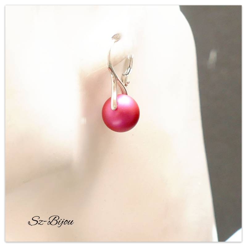 Silber Swarovski Perlen Halskette Pearl Mulberry Pink Schmuck Pinke Perle Anhänger Rosa Braut Schmuckset Brautjungfern Geschenk Für Sie von Szendercia