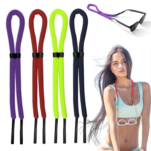 4 Stück Premium Schwimmfähiges Sportbrillenband – Hochwertig, Verstellbar, Anti-Verlust, Wasserfest für Wassersport, Surfen, Bootfahren und Kajakfahren – Sicherer Halt für Herren und Damen in 4 Farbe von Sztqqing