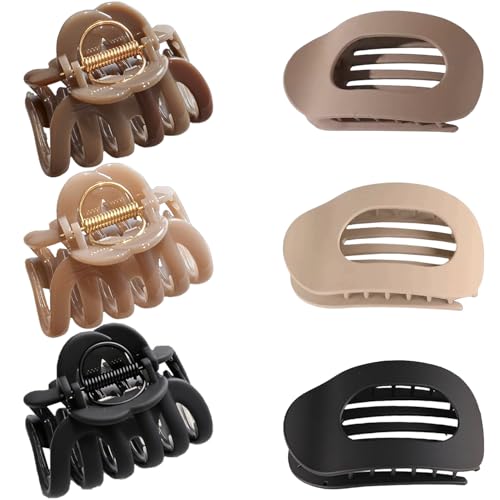 6er Set Flache Haarklammer Mattes, Runde Haarklammern,Claw Clips mit Starkem Halt, Leicht & Bequem, Rutschfest,für Dickes und Dünnes Haar Frauen und Mädchen von Sztqqing