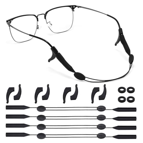 Sztqqing Brillenband Set, Verstellbares Sportbrillenband Mit Ohrenhaken Und Nasenpads, Rutschfeste Brillenbänder Für Sport, Wassersport, Schwimmfähig Für Damen Und Herren von Sztqqing