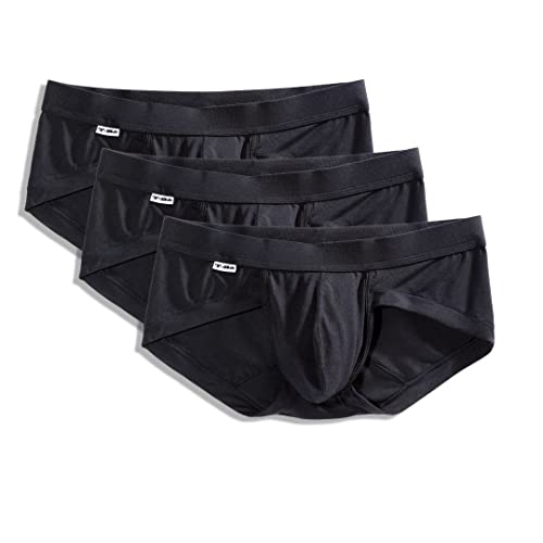 TBô Herren Slip 3er-Pack – TBô die bequemste Bambus-Unterwäsche mit ausbuchtbarer Tasche, Schwarz, X-Small von T-BÔ