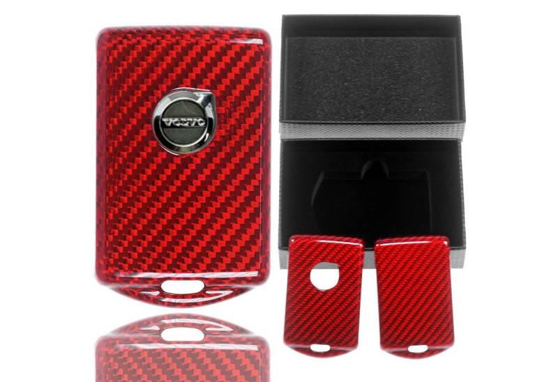 T-Carbon Schlüsseltasche Auto Schlüssel Carbon-Optik Schutz Hülle Rot, für Volvo S60 V60 S90 XC40 XC60 XC90 KEYLESS SMARTKEY von T-Carbon