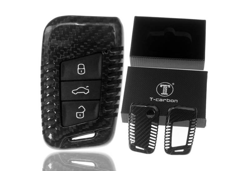 T-Carbon Schlüsseltasche Auto Schlüssel Echt Carbon Schutz Hülle Schwarz, VW Passat B8 Arteon Skoda Kodiaq KEYLESS SMARTKEY von T-Carbon