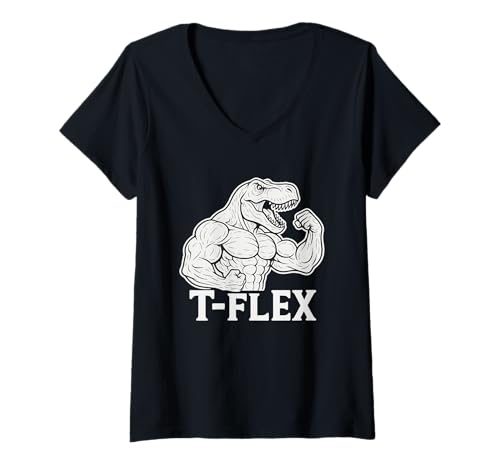 Damen T-FLEX Dinosaurier Bodybuilder - Buff T-Rex Flexing Gym Humor T-Shirt mit V-Ausschnitt Damen T-FLEX Dinosaurier Bodybuilder - Buff T-Rex Flexing Gym Humor T-Shirt mit V-Ausschnitt von T-FLEX Dinosaur Bodybuilder Buff T-Rex Flexing Gym