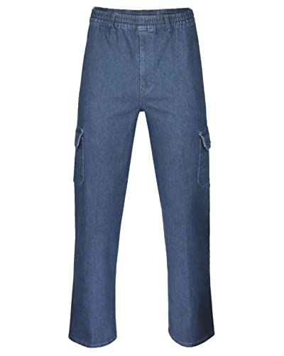 T-MODE Herren Jeans Stretch Schlupfhose, Gummizughosen Sommer Kollektion-Blue-Jeans-4XL von T-MODE