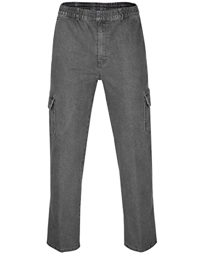 T-MODE Herren Jeans Stretch Schlupfhose, Gummizughosen Sommer Kollektion-Grau-4XL von T-MODE
