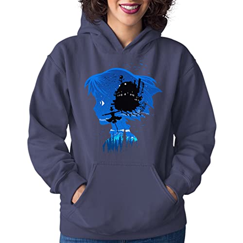 T-Nerds - Flying Castle - Damen Hoodie L - Navy von T-Nerds
