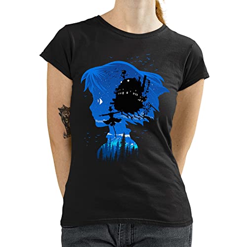 T-Nerds - Flying Castle - Damen T-Shirt M - schwarz von T-Nerds