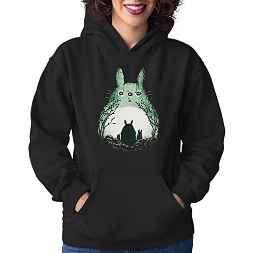 T-Nerds - Ghibliki Totoro - Damen Hoodie M - schwarz von T-Nerds