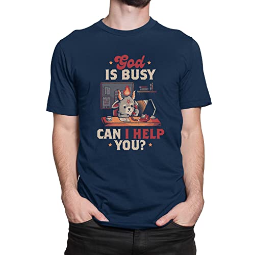 T-Nerds - God is Busy - Herren T-Shirt L - Navy von T-Nerds