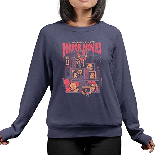 T-Nerds - Horror Movies - Damen Pullover XL - Navy von T-Nerds