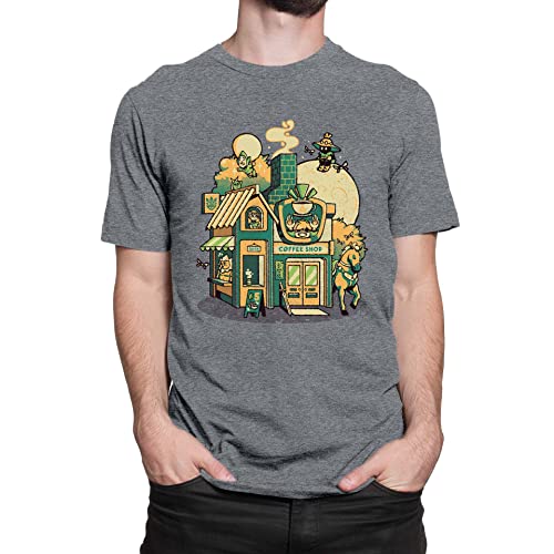 T-Nerds - Hyrule Coffee Shop - Herren T-Shirt L - Heather grau von T-Nerds