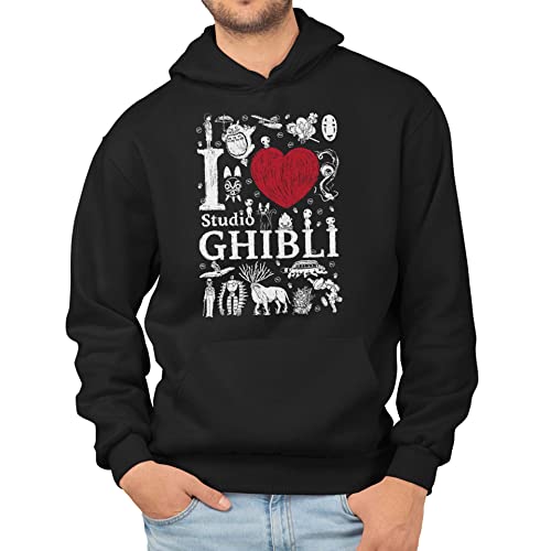 T-Nerds - I Love Ghibli - Herren Hoodie XL - schwarz von T-Nerds