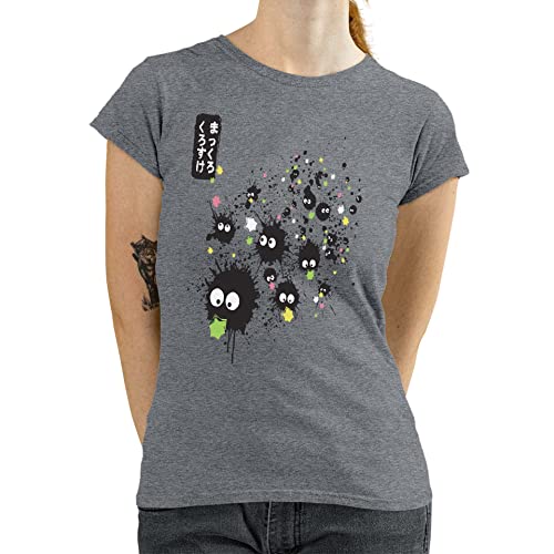T-Nerds - Makkuro Kurosuke Ink - Damen T-Shirt M - Heather grau von T-Nerds