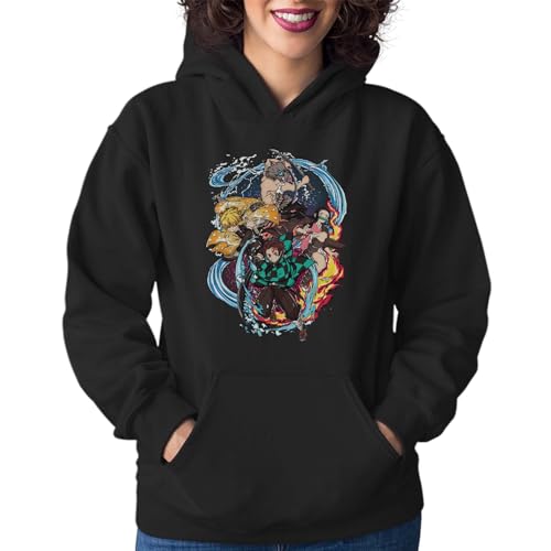 T-Nerds - Nichirin Blade Demon Hunter - Damen Hoodie S - schwarz von T-Nerds