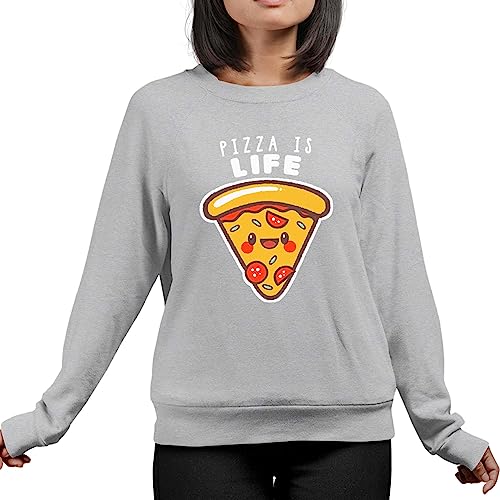 T-Nerds - Pizza is Life - Damen Pullover M - Heather grau von T-Nerds