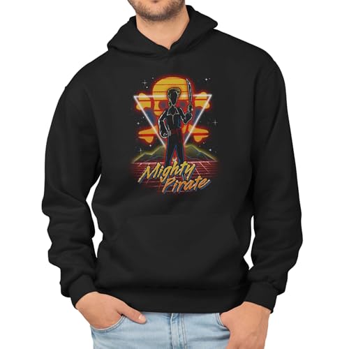 T-Nerds - Retro Mighty Pirate - Herren Hoodie L - schwarz von T-Nerds