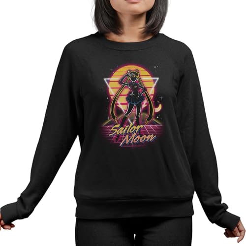 T-Nerds - Retro Moon Guardian - Damen Pullover L - schwarz von T-Nerds