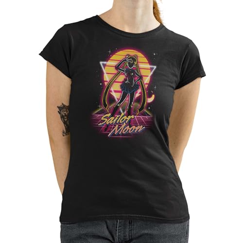 T-Nerds - Retro Moon Guardian - Damen T-Shirt 4XL - schwarz von T-Nerds