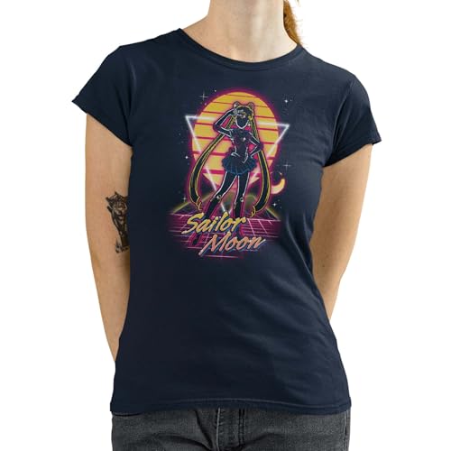 T-Nerds - Retro Moon Guardian - Damen T-Shirt M - Navy von T-Nerds