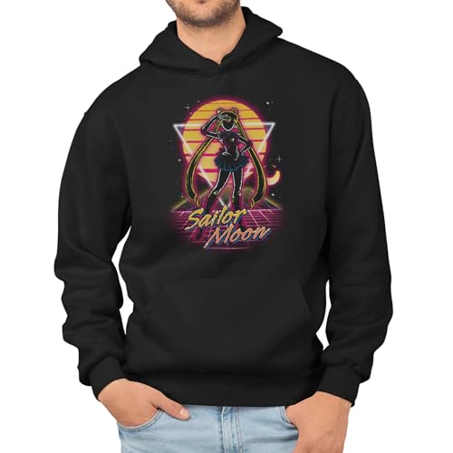 T-Nerds - Retro Moon Guardian - Herren Hoodie L - schwarz von T-Nerds