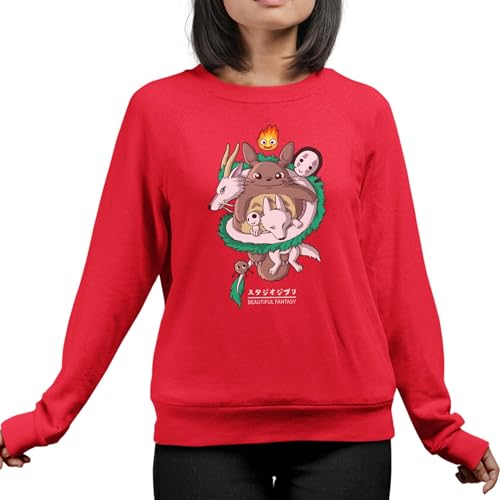 T-Nerds - Studio Totoro - Damen Pullover M - rot von T-Nerds