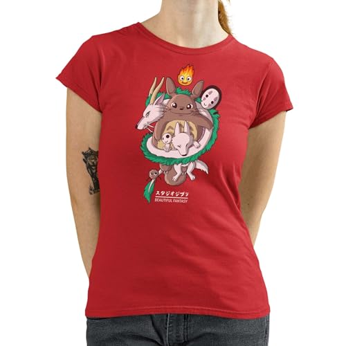 T-Nerds - Studio Totoro - Damen T-Shirt 3XL - rot von T-Nerds