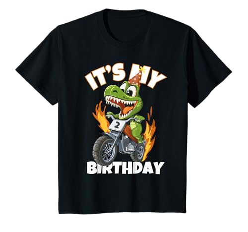 Kinder It's My 2nd Birthday Two Years Old T-Rex Dinosaurier T-Shirt von T-Rex Moto Birthday Bash Gift Co