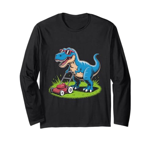 Lustiger Spruch Dinosaurier Mähen Rasen Ehemann Vater Frauen Männer Langarmshirt von T Rex Yard Humor Summer Nerdy Jurassic Dad Style